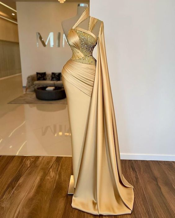 Gold Sparkle Crystals Sequins Beading Evening Dresses Arabic Aso Ebi U formalgowns Gold Sparkle Crystals Sequins Beading Evening Dresses Arabic Aso Ebi U formalgowns