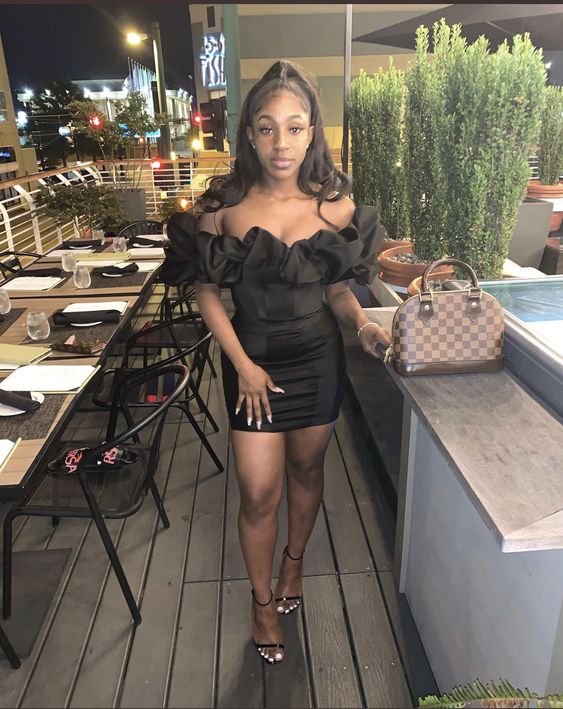 18th Birthday Outfit Black Girl Party Dress Ruffle Neck Black Party Dr formalgowns 18th Birthday Outfit Black Girl Party Dress Ruffle Neck Black Party Dr formalgowns