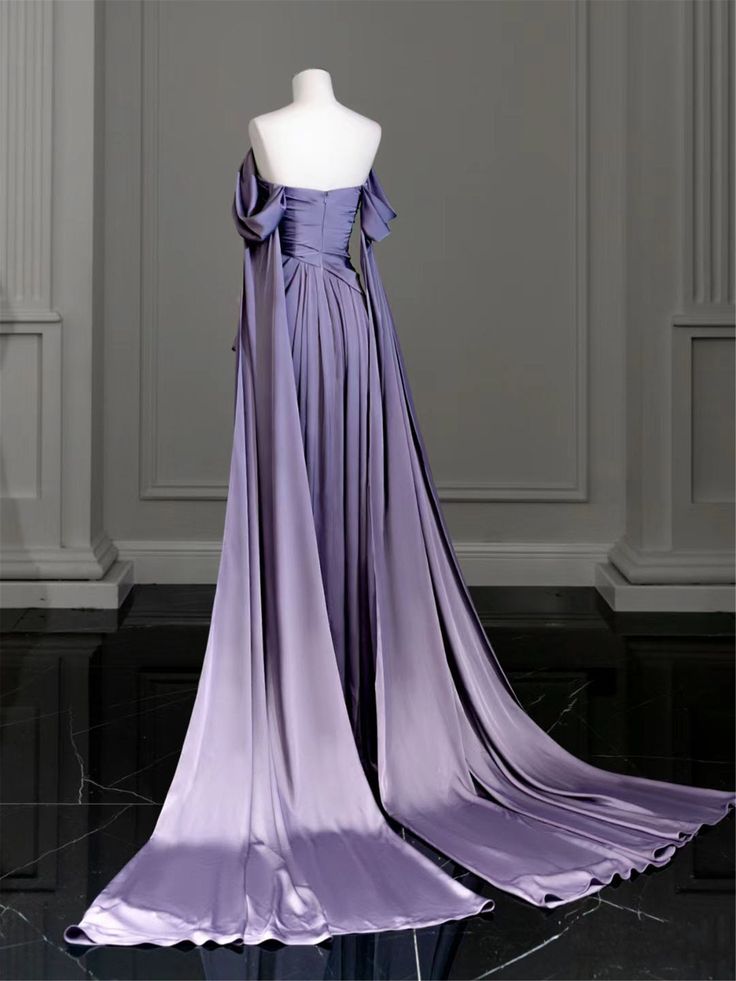 Robe de bal élégante en satin violet, corsage drapé, robe de soirée formelle fg3961