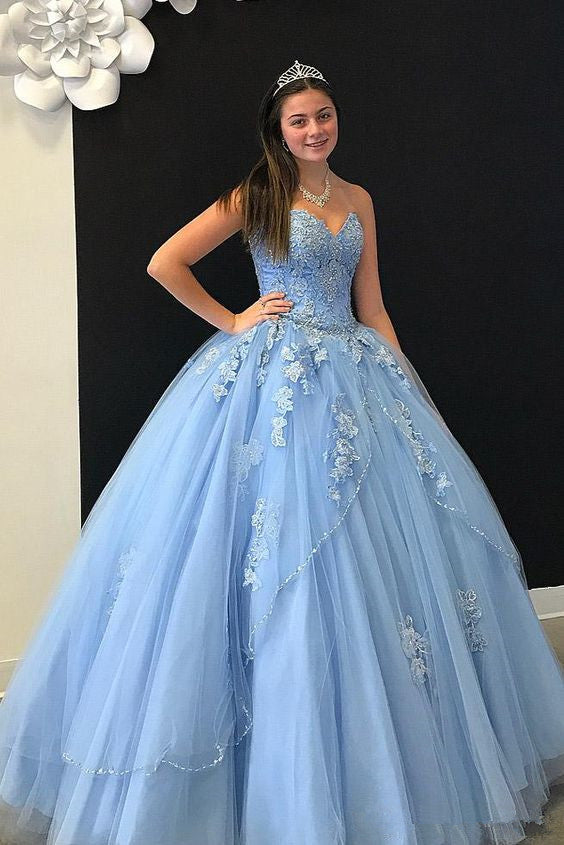 Elegant Baby Blue Cheap Ball Gown Quinceanera Prom dresses Sweetheart formalgowns Elegant Baby Blue Cheap Ball Gown Quinceanera Prom dresses Sweetheart formalgowns