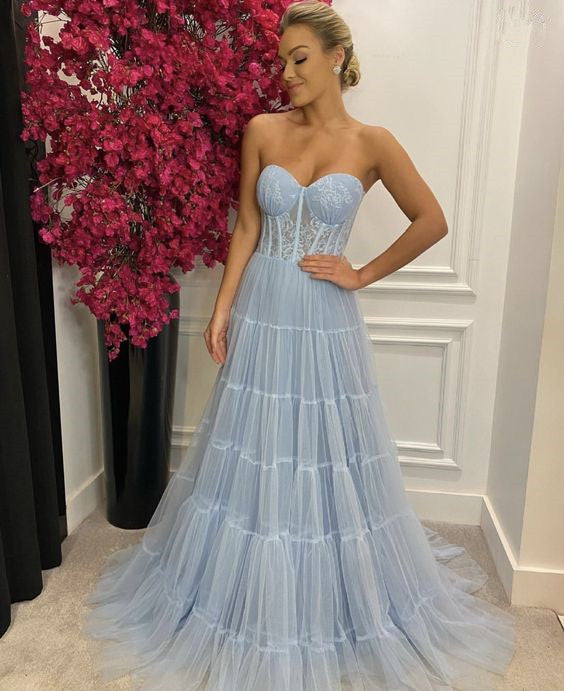 Light Blue Long Prom Dress Formal Evening Gowns fg4024 – formalgowns