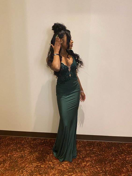 Black Girl Emerald Green Prom Dress fg4133 Black Girl Emerald Green Prom Dress fg4133