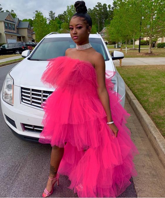 Tulle High-Low Tiered Prom Dress fg4225