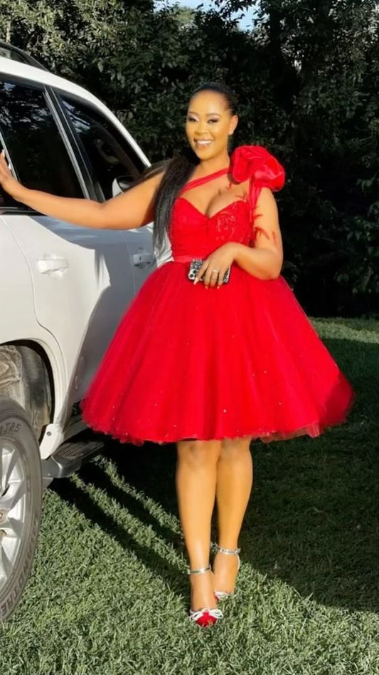 Robe de soirée courte rouge, robe de bal fg4068