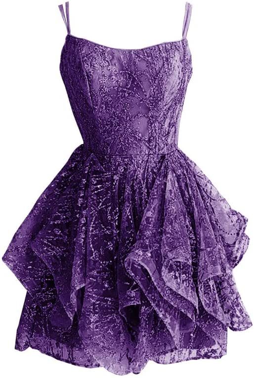 Homecoming-Kleider Spitzen-Ballkleid Spaghettiträger Cocktailkleider Rüschen Kurze Homecoming-Kleider fg3730