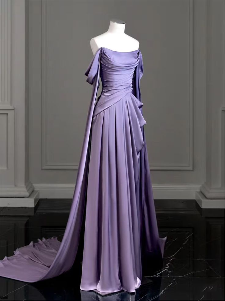Elegant Purple Satin Prom Dress, Draped Bodice Formal Party Dress fg39 formalgowns Elegant Purple Satin Prom Dress, Draped Bodice Formal Party Dress fg39 formalgowns