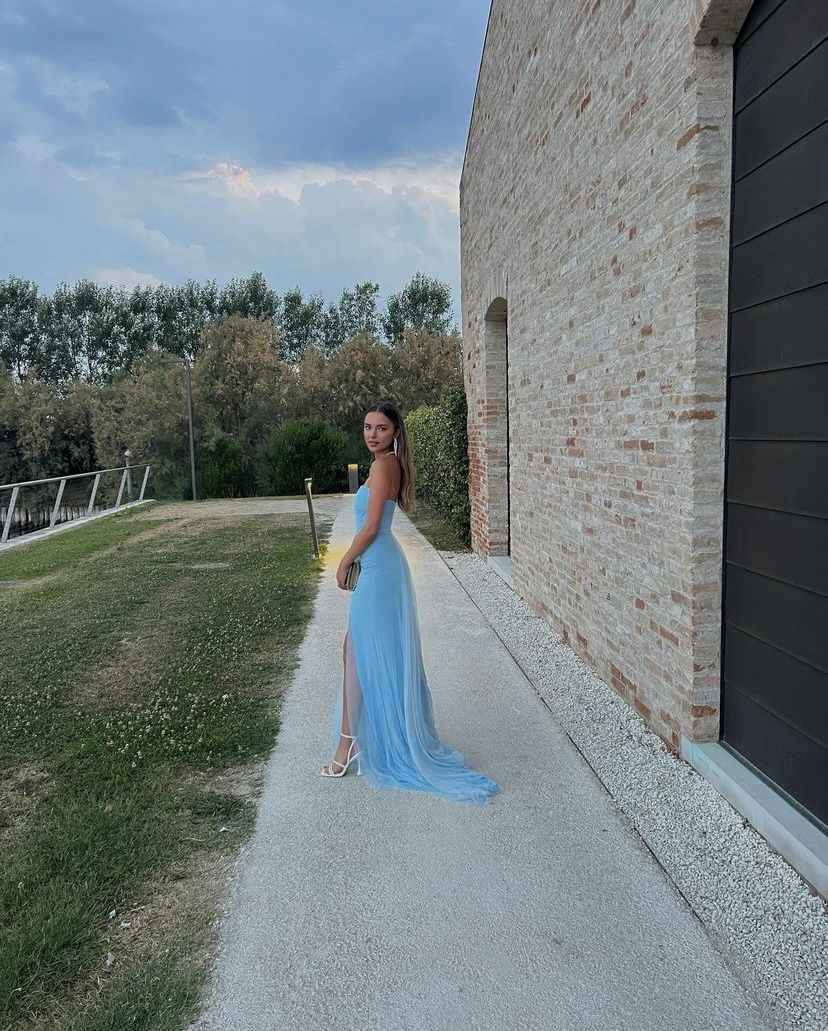 Blaues Abendkleid Elegantes Kleid Lange Ballkleider fg3494