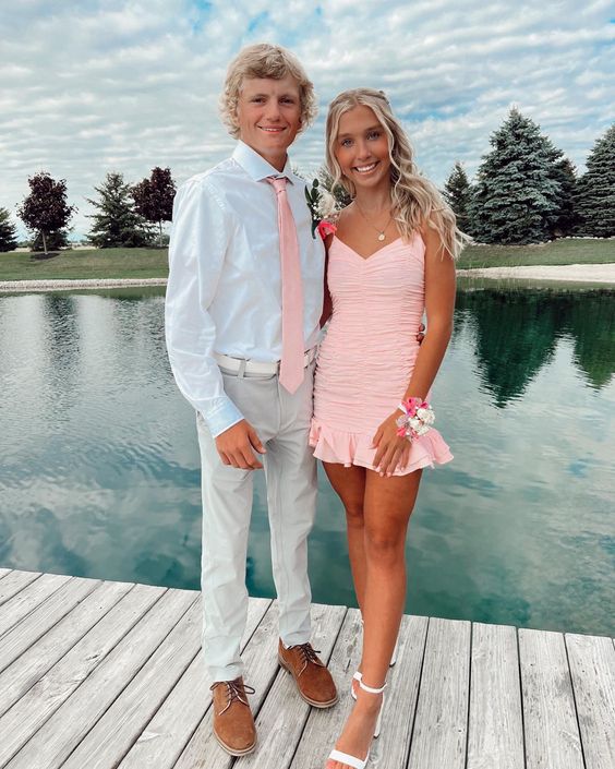 Pink Cute Teen Homecoming Dress Straps Formal Dresses fg3747 formalgowns Pink Cute Teen Homecoming Dress Straps Formal Dresses fg3747 formalgowns