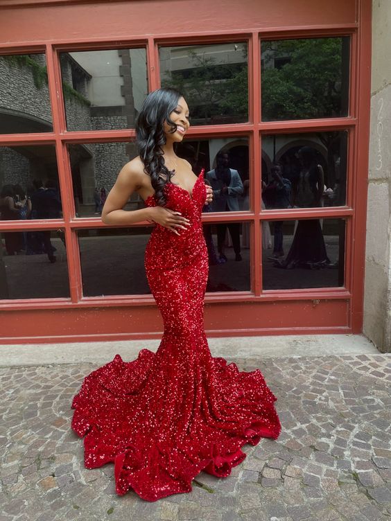 Red sequin prom dress, long mermaid prom dresses fg3410 formalgowns Red sequin prom dress, long mermaid prom dresses fg3410 formalgowns