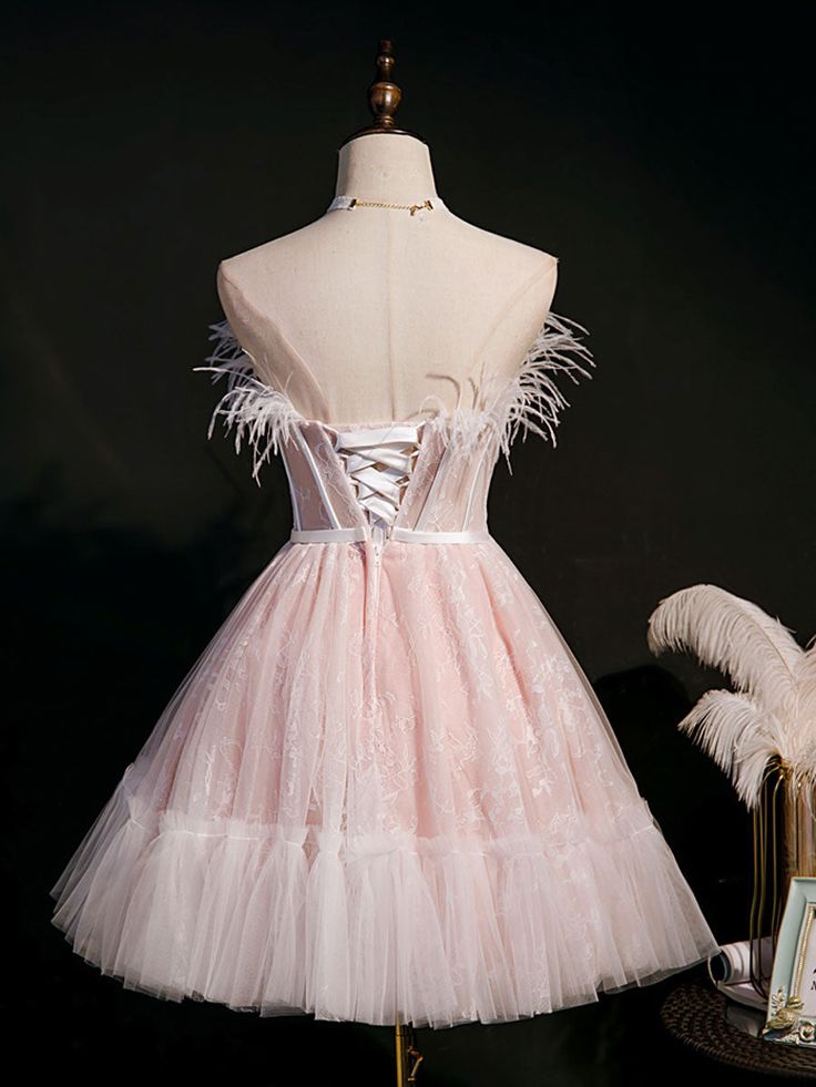 Sweetheart Neck Tulle Lace Short Prom Dress, Puffy Homecoming Dress fg3908