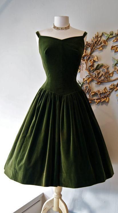 Robe de bal vintage des années 1950, vert foncé, fg3807