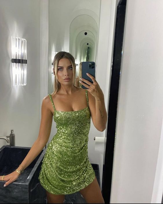 Robe de soirée courte verte, robe de bal fg3570