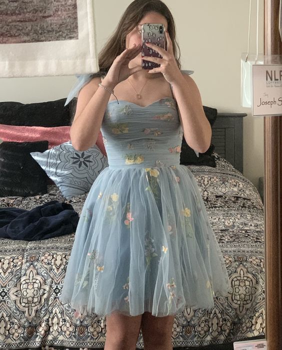 Tulle Flower Embroidery Short Homecoming Dresses Pleated Sleeveless A formalgowns Tulle Flower Embroidery Short Homecoming Dresses Pleated Sleeveless A formalgowns