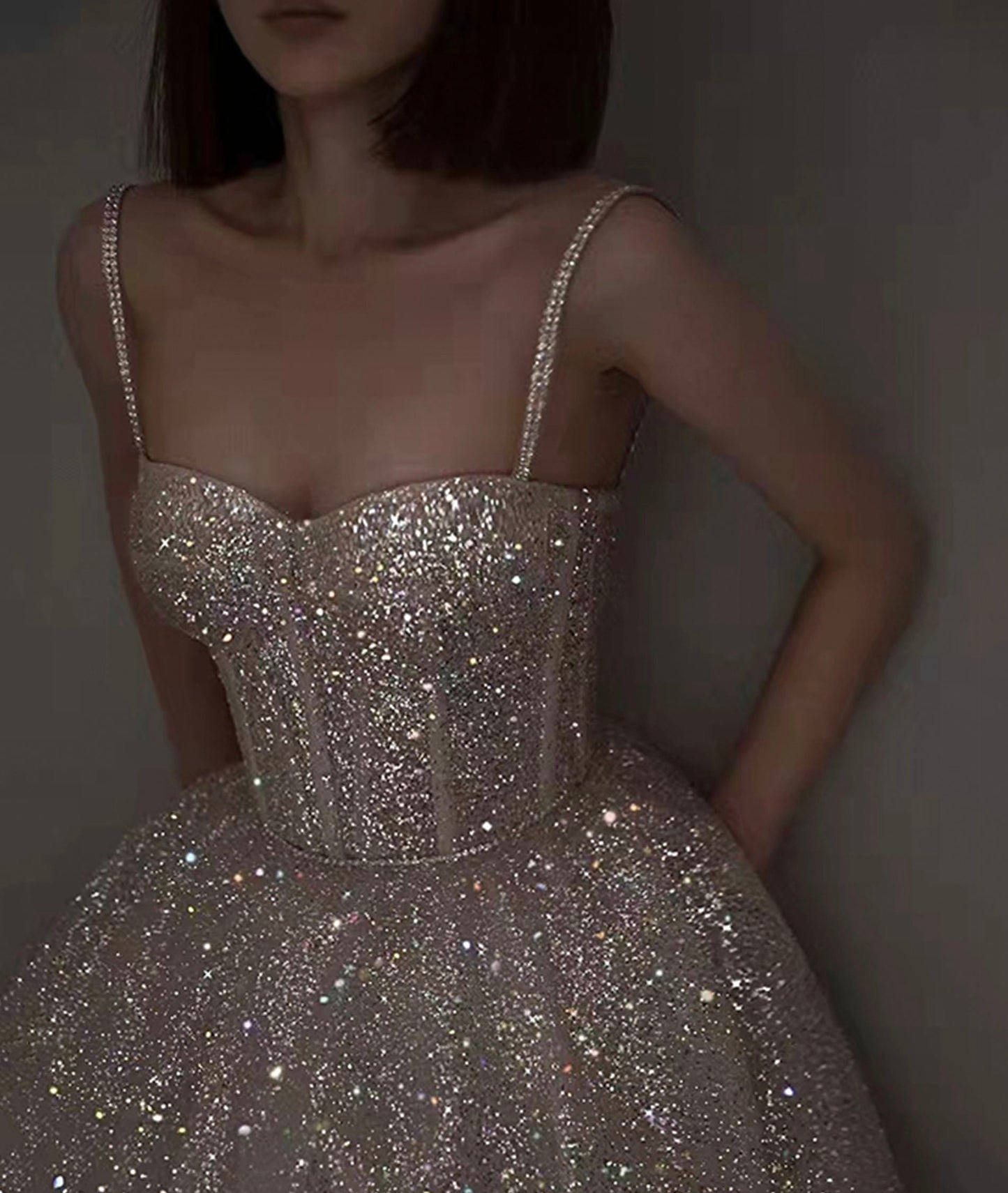 FUNKELNDES LANGES BALLKLEID MIT PAILLETTEN, ABENDKLEID, fg3481