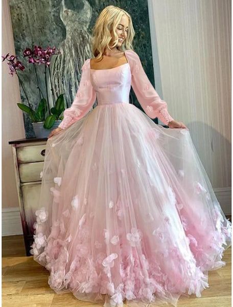 A-Line Prom Dresses Maxi Dress Sweet 16 Birthday Floor Length Long Sleeve Scoop Neck Tulle with Appliques fg4061 A-Line Prom Dresses Maxi Dress Sweet 16 Birthday Floor Length Long Sleeve Scoop Neck Tulle with Appliques fg4061