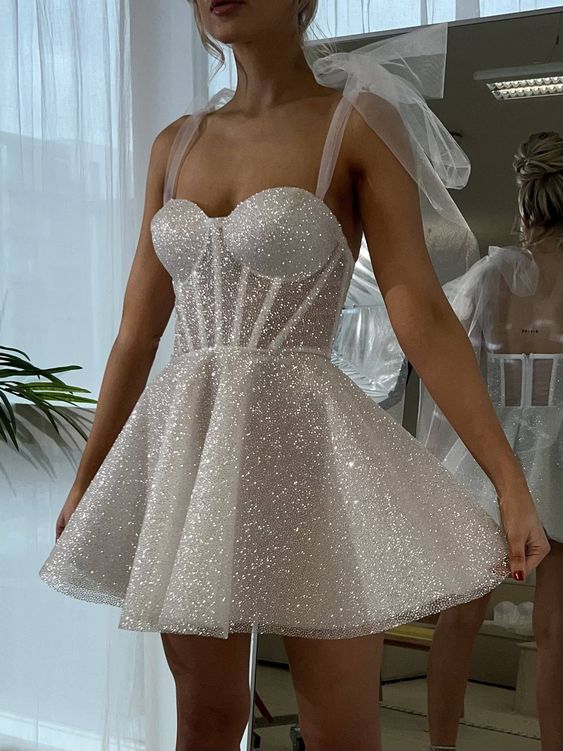 Glitter Tulle Homecoming Dress Sparkly for Teens Short Spaghetti Strap formalgowns Glitter Tulle Homecoming Dress Sparkly for Teens Short Spaghetti Strap formalgowns
