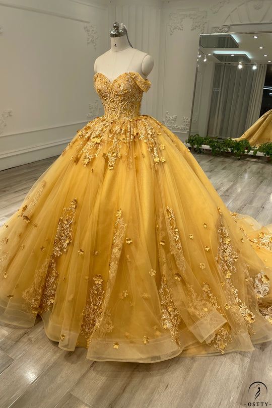 Tulle Yellow Quinceanera Dresses Sweetheart Ball Gowns Party Prom Dresses fg3582