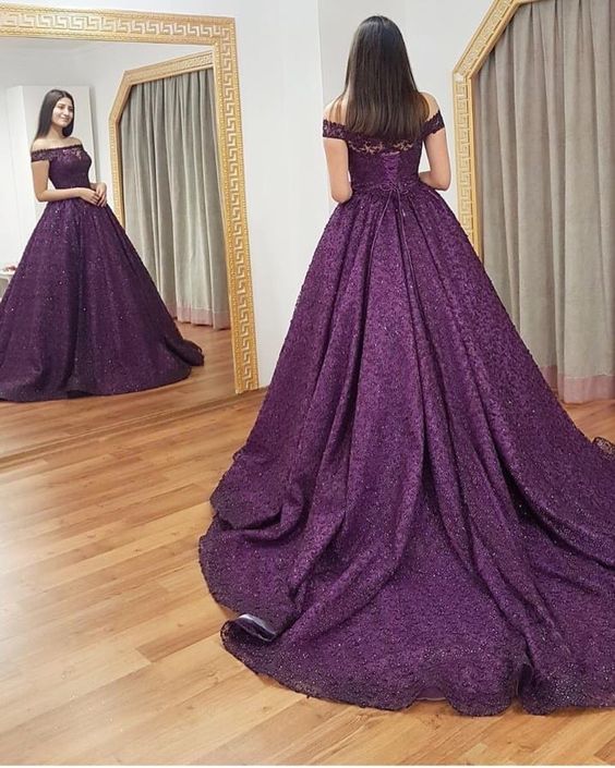 Robe de bal violette élégante, robe de soirée longue, fg4064