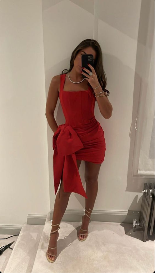 Robe de soirée courte rouge fg4330