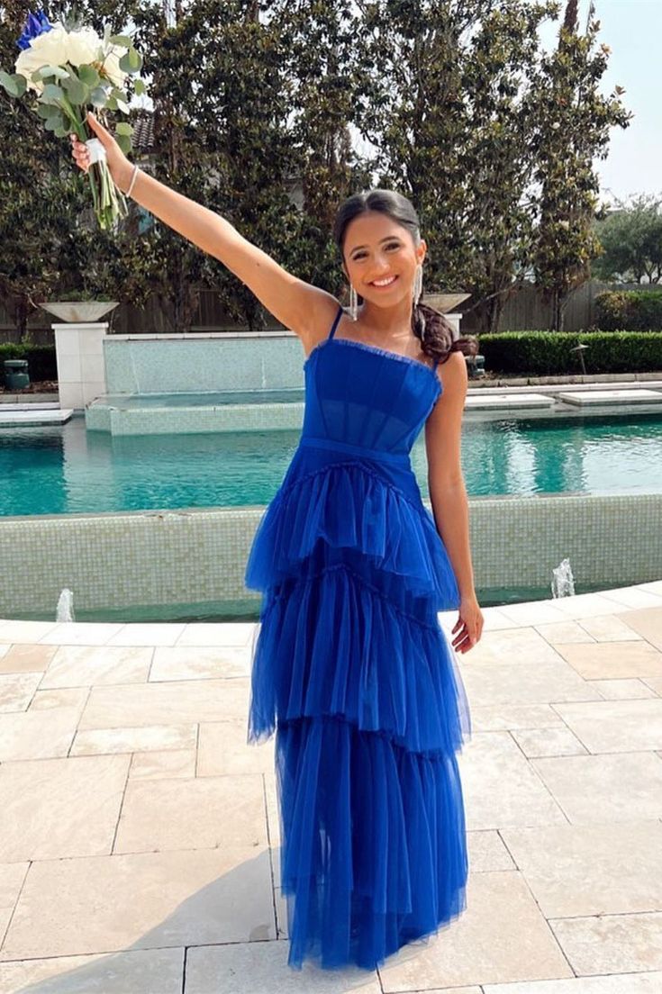 Princess Royal Blue Tiered Tulle Prom Dress Formal Dress fg3403 formalgowns Princess Royal Blue Tiered Tulle Prom Dress Formal Dress fg3403 formalgowns