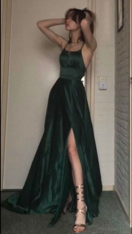 A-Linie Dunkelgrün Langes Ballkleid, Abendkleid fg4296