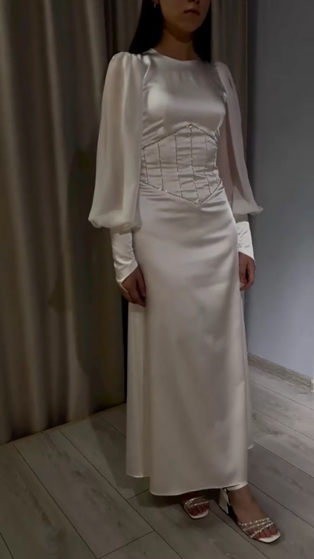 Charmante robe de bal longue à col rond, robe de soirée formelle fg7555