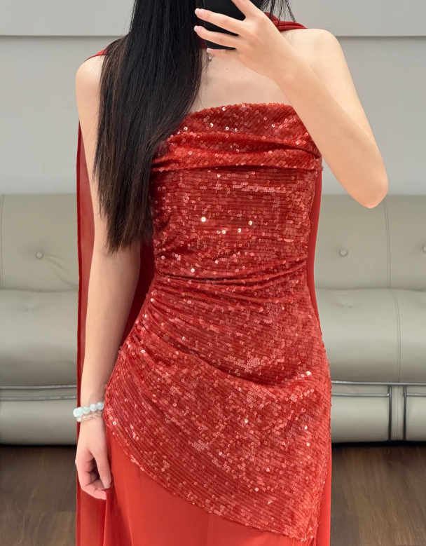 Robe de soirée longue sirène colorée à paillettes, tenue de remise de diplôme fg8362
