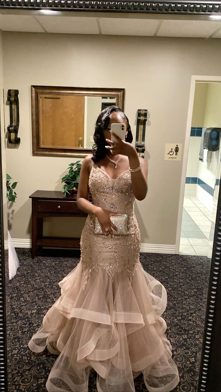 V Neck Mermaid Tulle Prom Dress Beading Evening Dress Graduation Dress – formalgowns