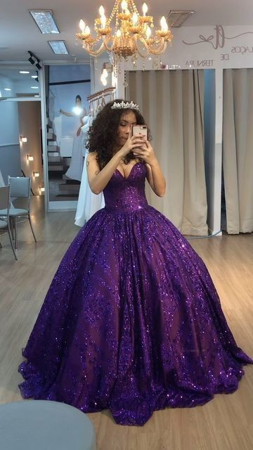 Robe de bal d'anniversaire à paillettes violettes, robe de soirée fg8197