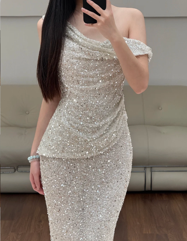 Buntes Meerjungfrau-Partykleid mit Pailletten und langen Abschlusskleidern fg8362