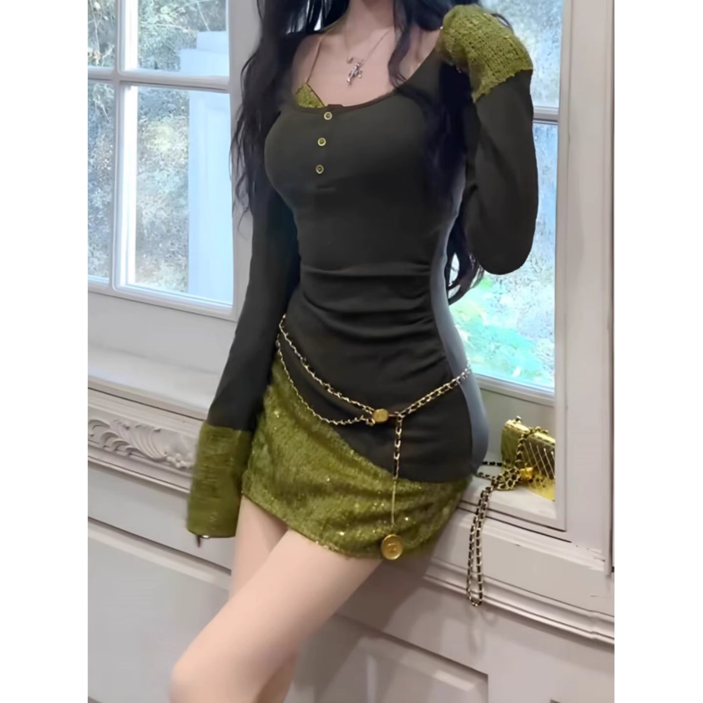 Buntes Meerjungfrau-Partykleid mit Pailletten und langen Abschlusskleidern fg8362