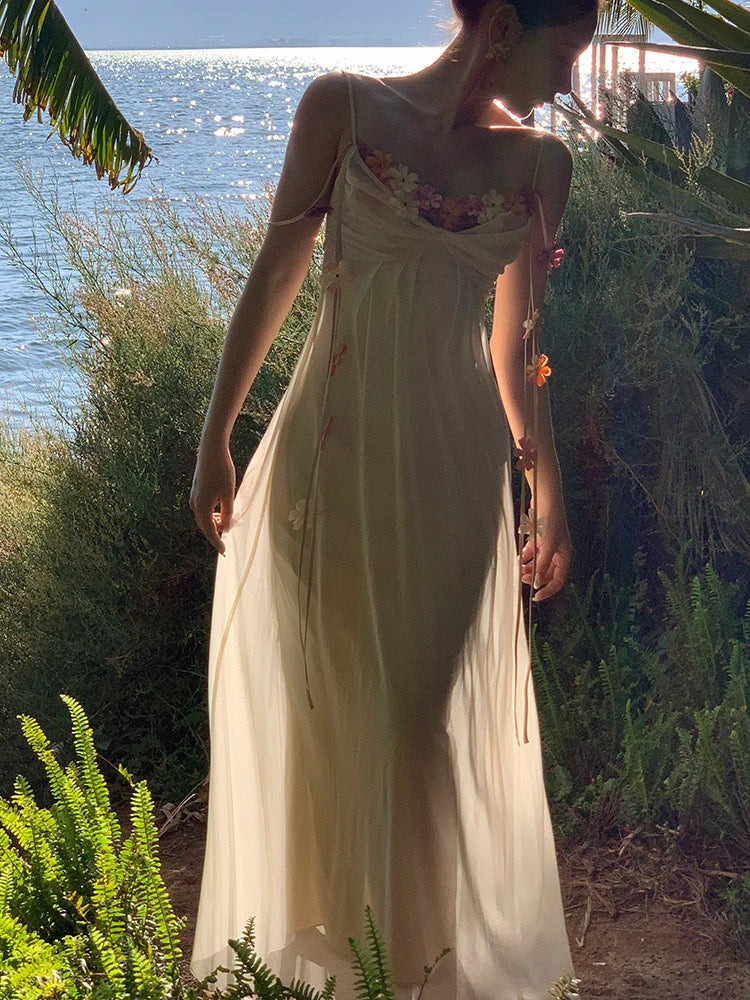 Bohemian Long Beach Dress for Women, Chic and Elegant Outfit with Spaghetti Straps, Princess Evening Gowns fg6985