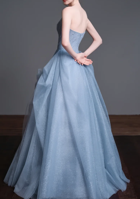 Strapless Sparkle Tulle Ball Gown Evening Dress fg8827