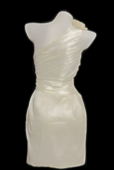 One Shoulder 3D Floral Satin Tulle Short Homecoming Dress fg8856