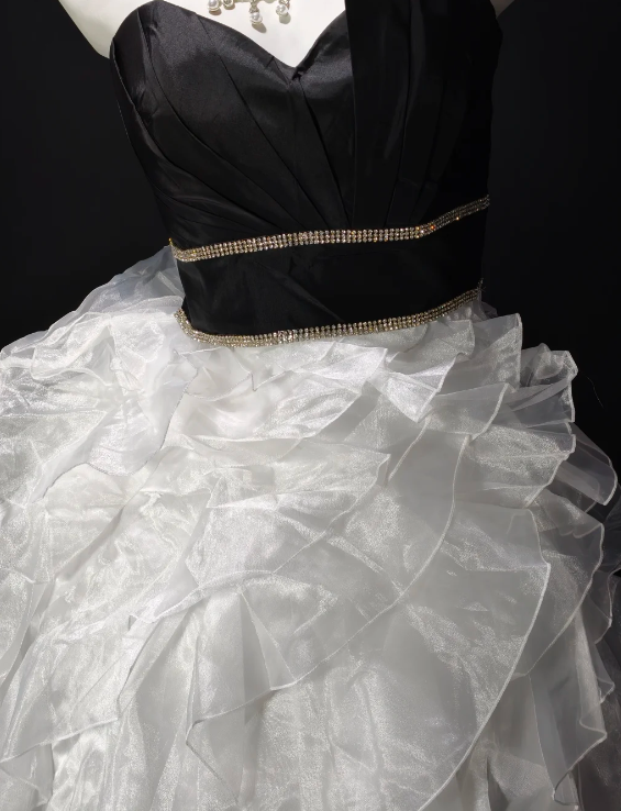 Strapless Rhinestone Waist Two Tone Ruffled Tulle Short Homecoming Dress fg8877