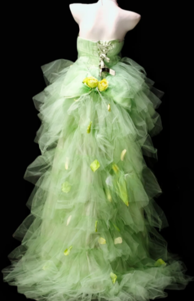 Strapless 3D Floral Petal Tulle High Low Evening Dress fg8879