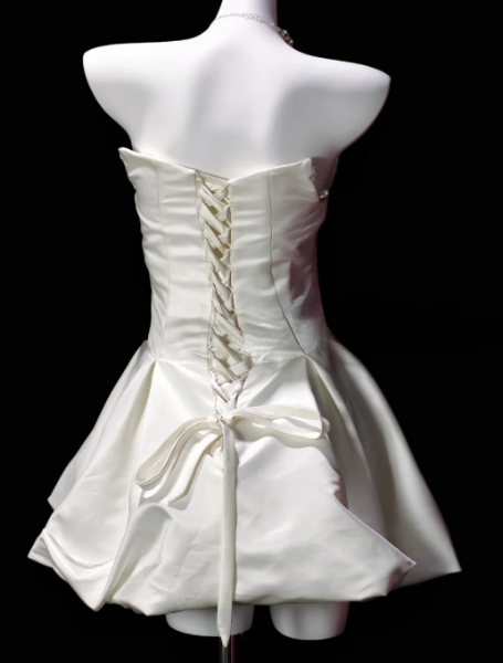 Strapless Pleated Satin Bubble Hem Short Homecoming Dress fg8885