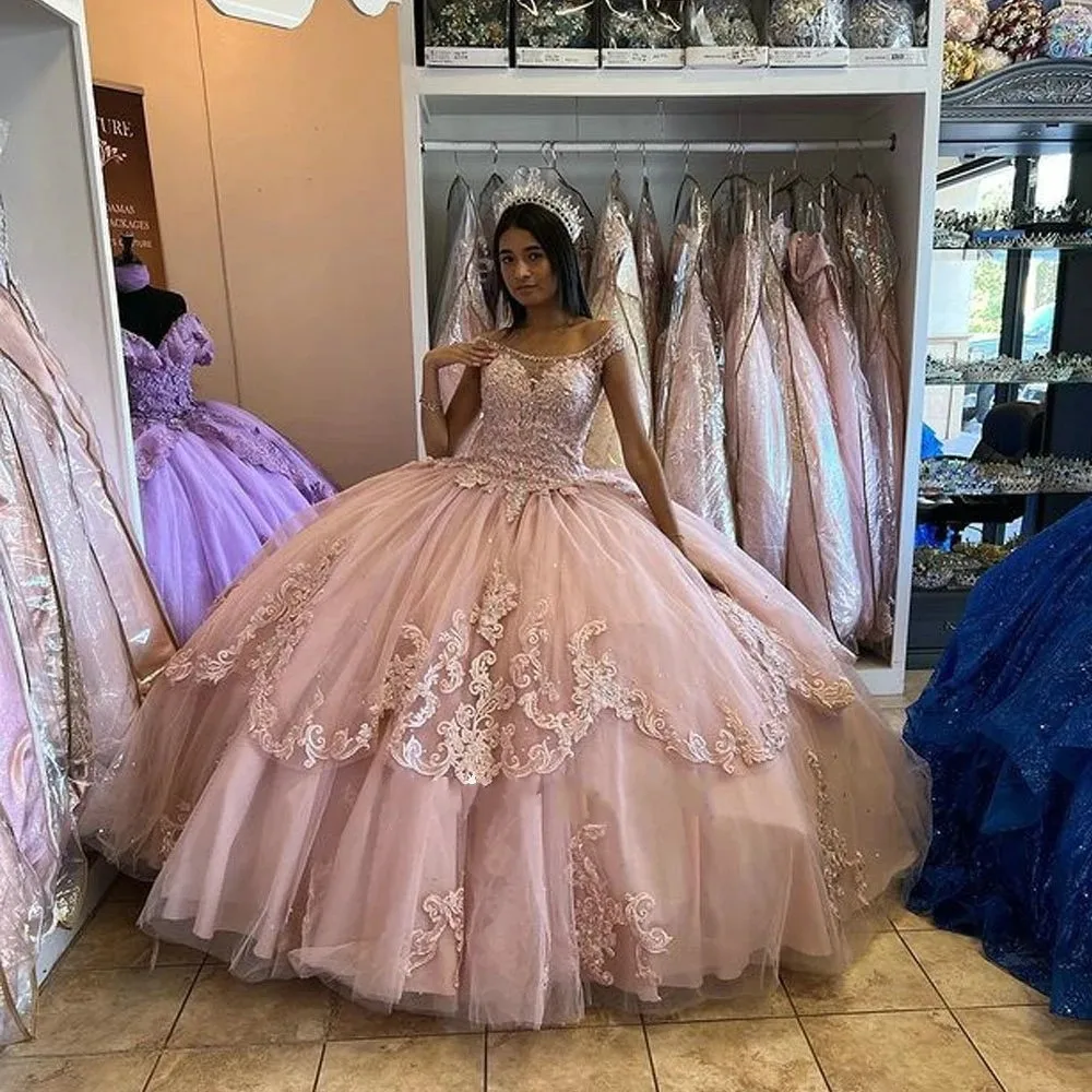 pink Quinceanera Dresses Ball Gown Formal Prom Graduation Gowns Princess Sweet 15 16 Dress fg5588