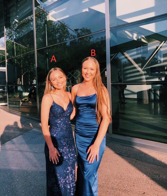 Nouvelle robe de soirée élégante à bretelles spaghetti bleu marine pour femme fg3978