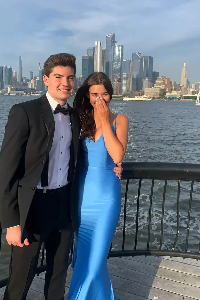 Blue Mermaid Backless Prom Dress Elegant Evening Dress fg4952