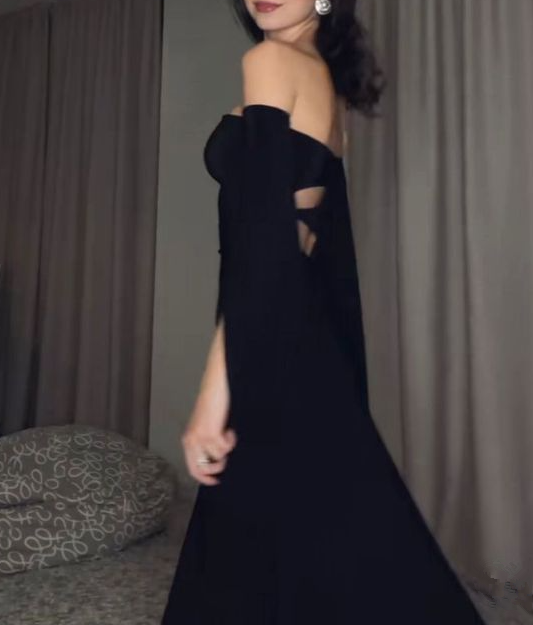 Sexy Black Long Sleeve Formal Dress Evening Dress fg5877