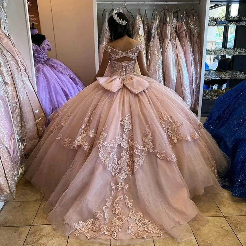 pink Quinceanera Dresses Ball Gown Formal Prom Graduation Gowns Princess Sweet 15 16 Dress fg5588