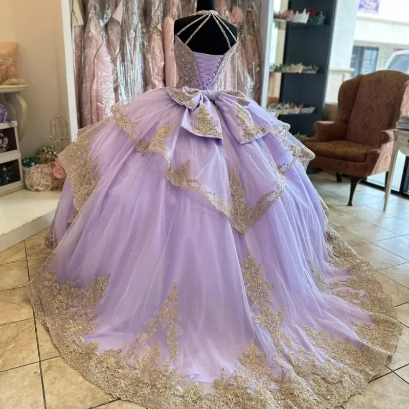 Lavande douce 16 Quinceanera robe Appliques dentelle perles princesse robe De soirée robes De 15 ans fg5680