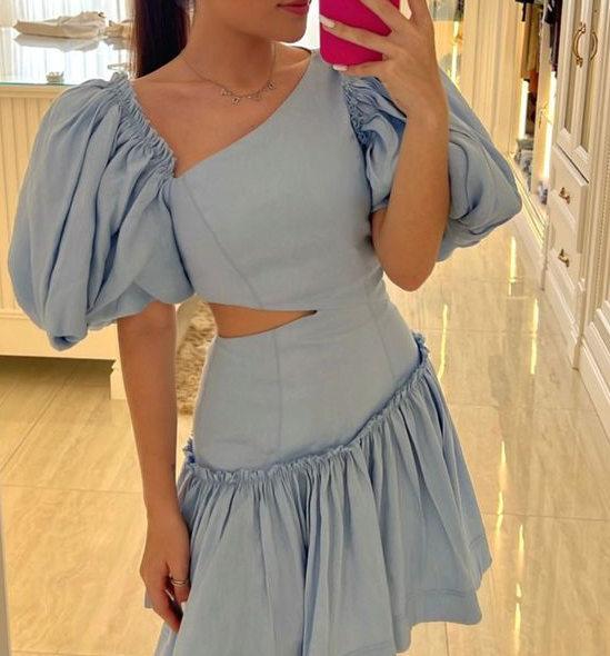 Robe de soirée courte bleu ciel, robe de bal, robe de cocktail, robe de soirée courte fg3751