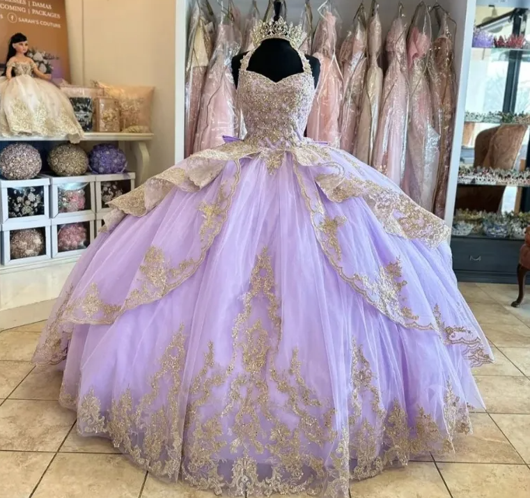 Lavande douce 16 Quinceanera robe Appliques dentelle perles princesse robe De soirée robes De 15 ans fg5680