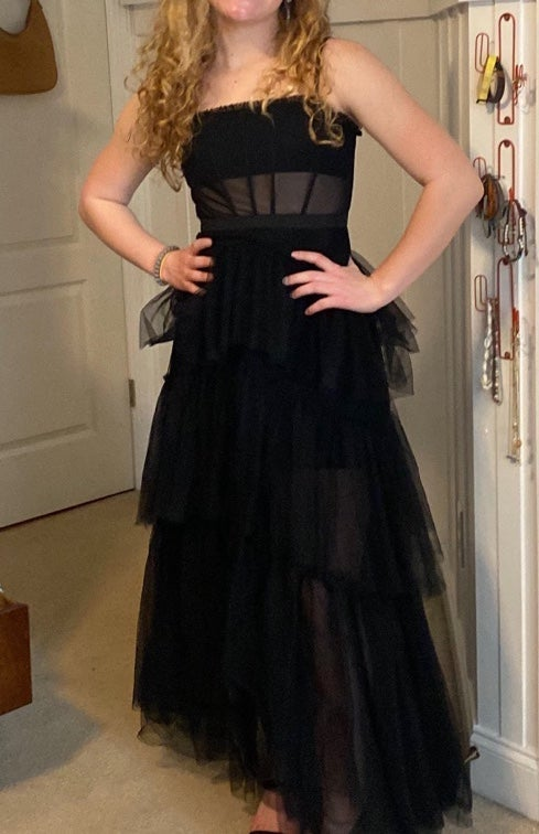 black tulle prom dress fg3788