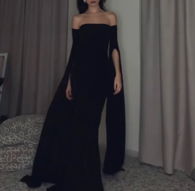 Sexy Black Long Sleeve Formal Dress Evening Dress fg5877