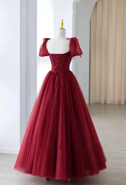 Burgundy evening dresses long elegant evening gown for women fg4093