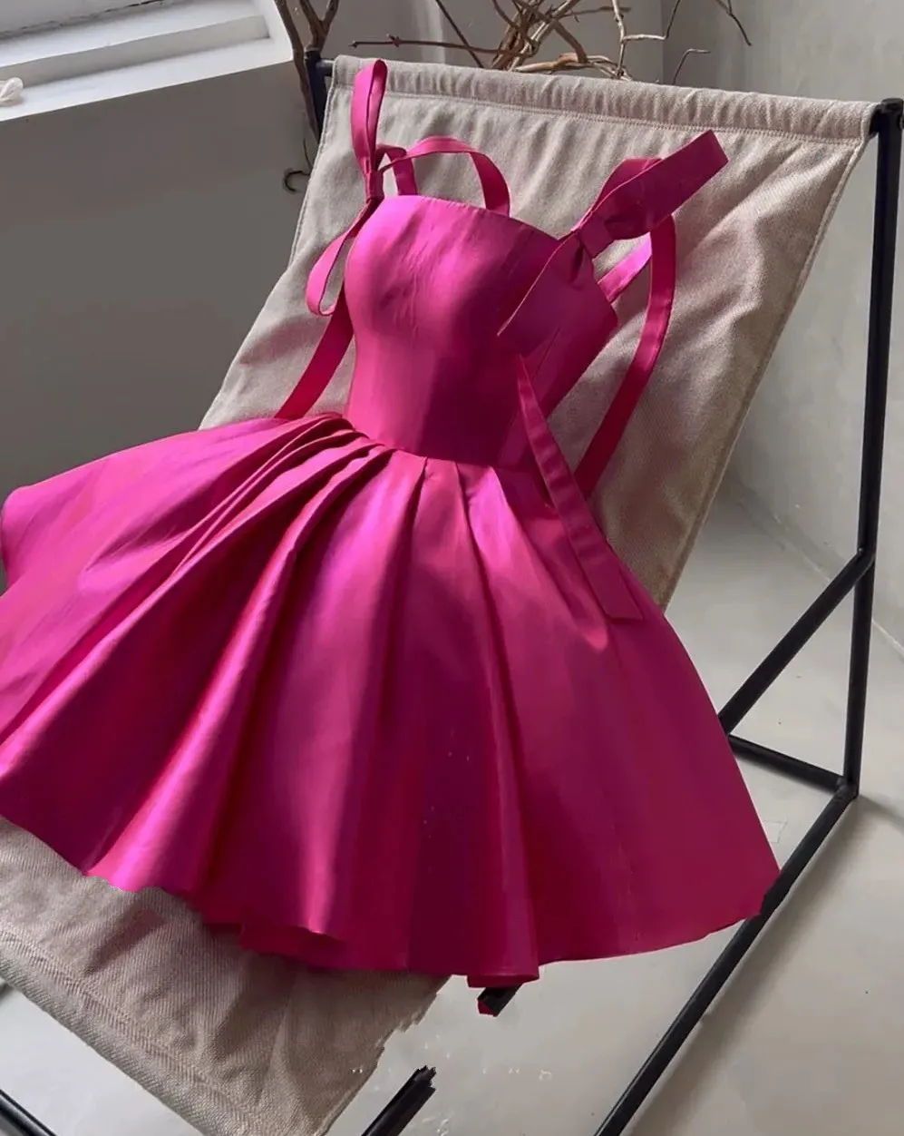 A Line Mini Prom Party Dress Bow Straps Satin Graduation Prom Ball Gow formalgowns A Line Mini Prom Party Dress Bow Straps Satin Graduation Prom Ball Gow formalgowns