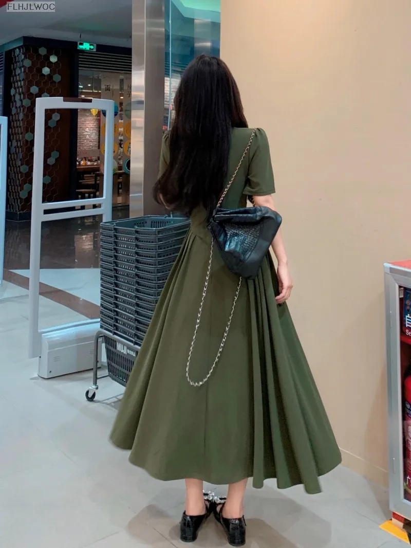 Long Dresses Women's Maxi Dress Square Neck Elegant Green prom dress fg4685